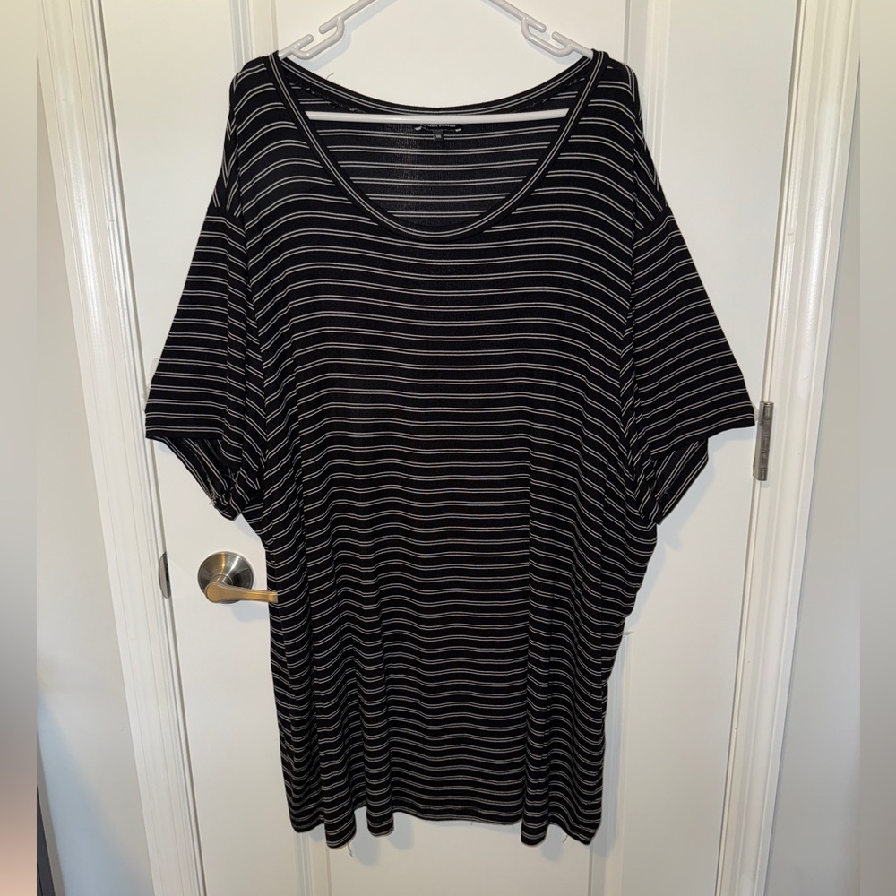 Universal Standard Plus size  Black and White Striped Tee